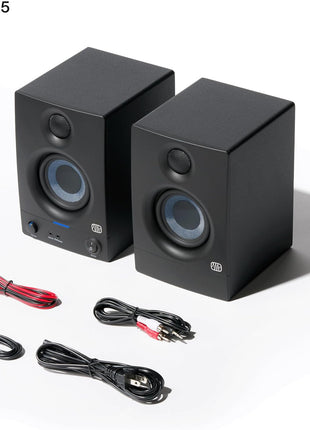 PreSonus Eris 3.5 Powered Studio Monitors, Pair — 3.5" Active Near | -Field Desktop Speakers for Music Production, Gaming, Movies & Hi-Fi | 50W, Woven-Composite Woofer, Silk-Dome Tweeter, Black