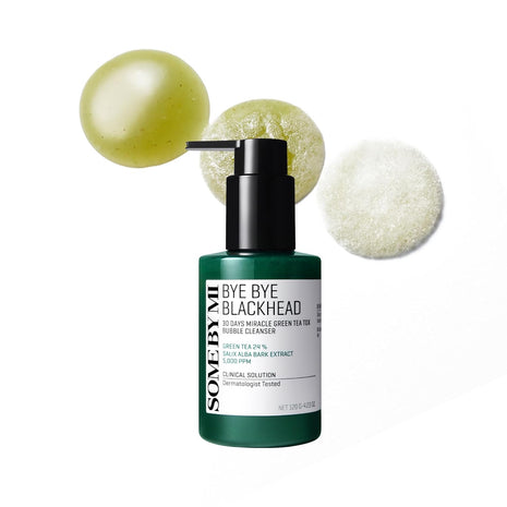 SOME BY MI Bye Bye Blackhead 30 Days Miracle Green Tea Tox Bubble Cleanser ・4.23oz, 120g ・Korean Face Wash & Bubble Face Mask ・Daily Blackhead-Removing Pore Minimizer for Face ・Korean Skin Care