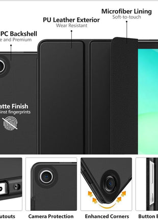 MoKo Case for Galaxy Tab A9+/A9 Plus 11 inch 2023, Slim Stand Protective Smart Cover with Hard PC Translucent Back Shell for Tab A9 Plus Tablet (SM-X210/X216/X218), Auto Wake/Sleep, Black