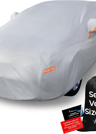 EzyShade 10-Layer Car Cover Waterproof All Weather - See Vehicle Size-Chart - Car Covers for Automobiles & Car Snow Cover - Full Exterior Covers - Winter Rain Sun SUV Sedan. Size A4 (See SizeChart)