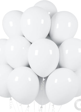 ASIYUHY White Balloons 100 Pack 12 Inch White Latex Party Balloons with 2 Rolls of Ribbon Helium Balloons for Wedding Birthday Party Baby Shower Engagement Anniversary Decorations