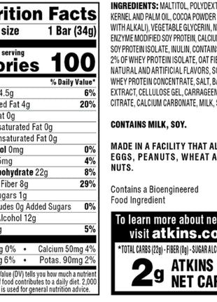 Atkins Endulge Chocolate Caramel Mousse Bar, 1g Sugar, 5 Count | 1g Sugar, Rich Chocolatey and Creamy Caramel Flavor, Individually Wrapped 1.2oz Bars