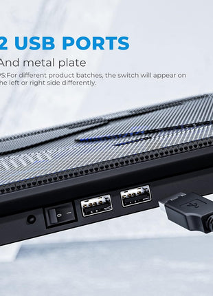 havit HV-F2056 15.6 inch-17 inch Laptop Cooler Cooling Pad - Slim Portable USB Powered (3 Fans), Black/Blue