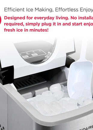 Frigidaire 26 Lbs per Day Portable Compact Maker, Ice Making Machine, Stainless, Medium