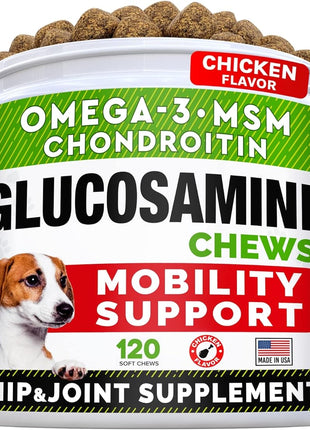 Fish Oil Omega 3 Treats + Glucosamine Treats + Dog Probiotics Treats for Picky Eaters Bundle - Skin & Coat Supplement + Hip & Joint Care + Digestion & Immunity Support