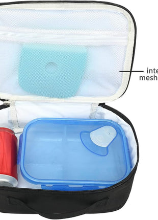FlowFly Kids Lunch box Insulated Soft Bag Mini Cooler Back to School Thermal Meal Tote Kit for Girls, Boys, Black