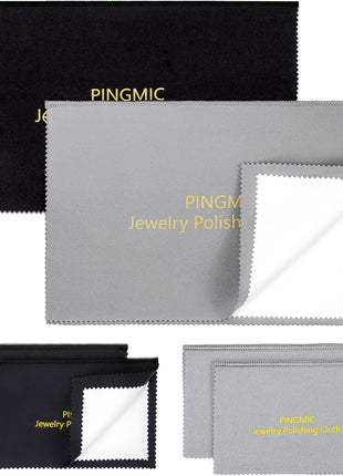 PINGMIC 6 Jewelry Cleaning Cloth, Professional Silver Polishing Cloth for Jewelry Sterling Silver Gold Platinum Copper Diamond, Multi-Layer polishing Cloths (11'' x 14'' * 2 Pcs, 4'' x 8'' *4 Pcs)