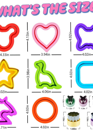 Uncrustable Sandwich Cutter, 26Pcs Crustless Sandwich Cutter and Sealer | Various Fruits Cookie Cutters & Forks, Heart Star Dino Mouse Butterfly Unicorn etc Shapes, Lunch & Bento Box Accessories