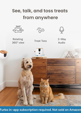 Furbo [New Mini 360° Camera + Mini Cam [New Subscription Required at Setup] (2-Camera Bundle Nanny Subscription): Pet Safety Alerts, Dog & Cat Cameras with Speaker, Phone App & Night Vision