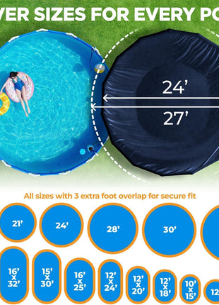 24 ft Round Pool Cover for Above Ground Pools, Above Ground Pool Cover, Swimming Pool Cover, Winter Pool Cover, Keeps Out Debris, Cold and UV Resistant, Supreme Mesh, Navy Blue