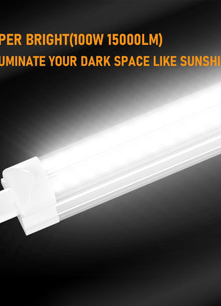 ONLYLUX 8ft LED Shop Light, 8' 100W 15000lm 6000K (12 Pack), 8 Foot Linkable led Shop Lights with Plug Fixture for Garage Workshop, T8 LED Tube Lights, High Output,