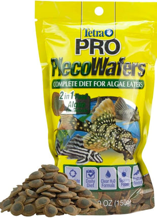 Tetra PRO PlecoWafers 5.29 Ounces, Nutritionally Balanced Vegetarian Fish Food for Bottom Feeders, Concentrated Algae Center