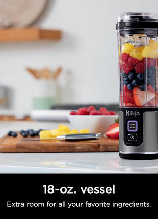 Ninja BC151BK Blast Portable Blender, Cordless, 18oz. Vessel, Personal Blender for Shakes & Smoothies, BPA Free, Leakproof Lid & Sip Spout, USB C Rechargeable, Dishwasher Safe Parts, Black