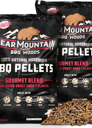 Bear Mountain 2-Pack Wood Pellets for Smoker, Grill & BBQ, 20 Lbs, Gourmet Blend - Premium Hardwood Barbecue Pellets for Indoor and Outdoor Grilling