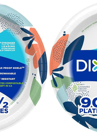 Dixie Medium Paper Plates, 8.5 Inch, 90 Count, 2X Stronger*, Microwave-Safe, Soak-Proof, Cut Resistant, Disposable Plates For Everyday Breakfast, Lunch, & Dinner Meals