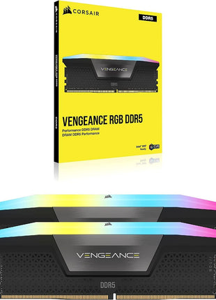 CORSAIR Vengeance RGB DDR5 RAM 32GB (2x16GB) Up to 6400MHz CL36-48-48-104 1.35V Intel XMP 3.0 Desktop Computer Memory - Black (CMH32GX5M2B6400C36)