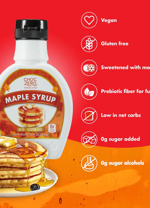 ChocZero Maple Syrup, Sugar Free, Low Carb, Sugar Alcohol Free, Gluten Free, No Preservatives, Non-GMO Dessert and Breakfast Topping Syrup, 10.5oz (Pack of 1)