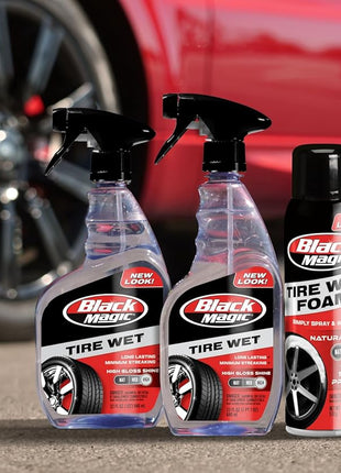 Black Magic 800002220 Tire Wet Foam, 18 oz. - Specially Formulated Thick Tire Spray Foam Clings to Tires to Dissolve and Clean Dirt While Shining and Protecting All In One Step