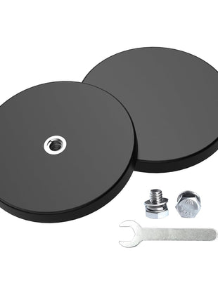 Magnetpro 2 Pieces Strong Rubber Coated Mounting Magnets 65 LB | Anti-Scratch & Anti Corrosion Over 65 LB Adhesive Power, 1/4"-20 Stainless Steel Thread Hole with Bolts for PTZ, Camera