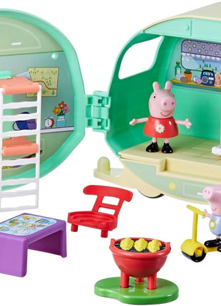 Peppa Pig Caravan Playset for Girls and Boys, 3 Figures, 6 Accessories, Preschool Toys, Kids Gifts, Ages 3+