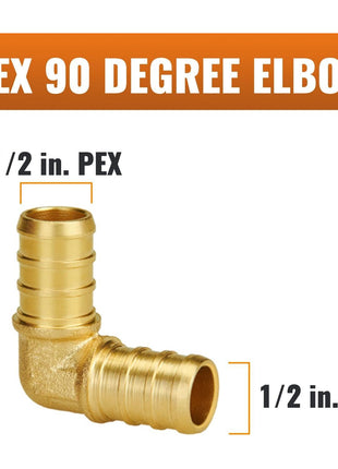 Pex Fittings 1/2 Inch, 25-Pack 1/2" Pex 90 Degree Elbow, UPC Certified
