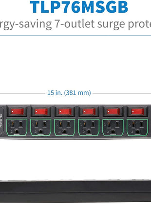Tripp Lite 7 Outlet (6 Individually Controlled) Surge Protector Power Strip, 6ft Cord, Black, Lifetime Limited Warranty & 25K Insurance (TLP76MSGB)