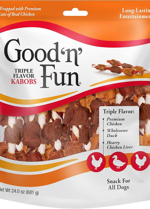 Good 'n' Fun Kabobs Long-Lasting Dog Treat, With Real Proteins, Beef Hide and Premium Chicken, Supports Dental Health, Mental Stimulation, 24 oz