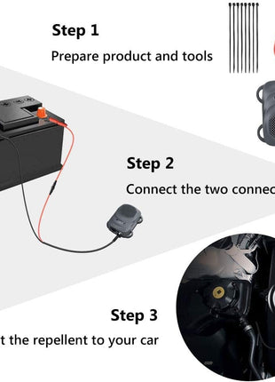 Rodent Repellent for Car Engine Under Hood Rodent Repeller with Strobe Lights Ultrasonic Mouse Repellent Mice Deterrent Squirrel Repeller RV Protection for 12V 24V Car Battery 1 Pack
