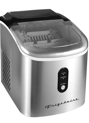 Frigidaire EFIC103-AMZ-SC Counter Top Maker with Over-Sized Ice Bucket, Stainless Steel, Self Cleaning Function, Heavy Duty, Stainless
