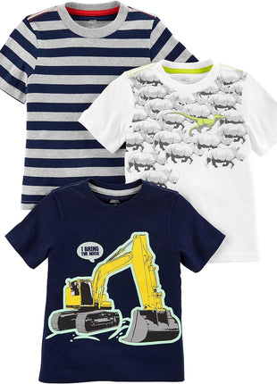 Simple Joys by Carter's Baby Boys' 3-Pack Short-Sleeve Tee Shirts, Grey/Orange/Royal Blue, 3T