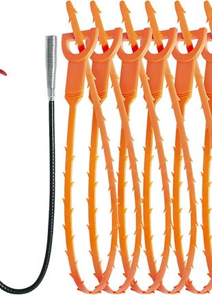 Hair Drain Clog Remover Tool – 6 × 25-Inch Sink Snake + 1 × 24-Inch Drain Cleaner Tool, Plumbing Snake for Shower, Toilet, Kitchen Sink & Tub – 7-Piece Hair Removal Tool Set