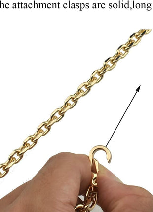 HAHIYO Mini Pochette Purse Chain Strap Thin Wide 6mm for LV Length 51.2 inches Thick 2mm Shiny Gold for Shoulder Cross Body Sling Handbag Wallet Clutch Comfortable Flat Metal Strap 1 Pack