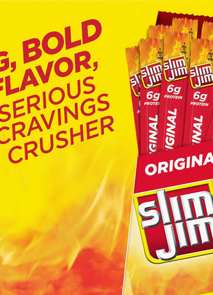 Slim Jim Giant Smoked Meat Sticks, Original Flavor, 6g Protein Per Stick, Easter Basket Stuffer for Men, 0.97 oz. (24 Count)
