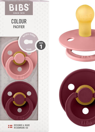 BIBS Pacifiers Colour Collection | Natural Rubber Baby Pacifier | Set of 2 BPA-Free Soothers | Made in Denmark | 0+ Months (Pack of 2) | Dusty Blue/Steel Blue