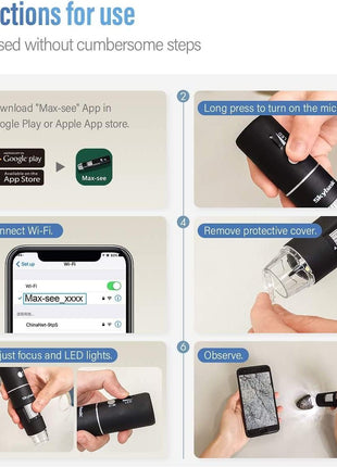 Wireless Digital Microscope, Skybasic 50X-1000X Magnification WiFi Portable Handheld Microscopes with Adjustable Stand HD USB Microscope Camera Compatible with iPhone Android iPad Windows Mac Computer