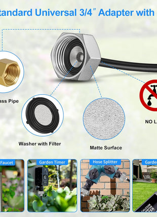 GOXAWEE Misting System, 26FT (8M) Misting Line + 7 Brass Mist Nozzles + Brass Adapter(3/4 inch), Misters for Outside Patio Cooling Outdoor Garden Greenhouse Trampoline for Waterpark