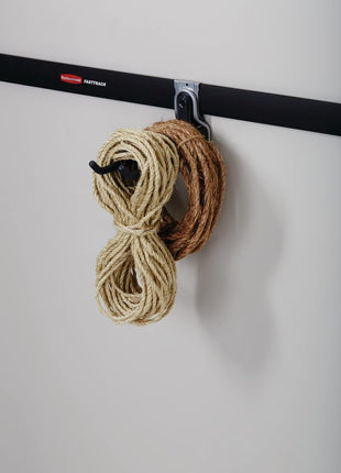 Rubbermaid FastTrack Rail Garage Organization Multi-Purpose Hook 50 lbs Capacity Satin Nickel Wall Mounted Storage System Direct Mount into FastTrack Garage Rail for Home/Garage Organization