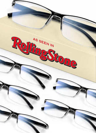 6 pack Executive Style Reading Glasses Men   Durable Readers with 99% Blue Light Blocking   Comfortable Fit with TR90 Frames