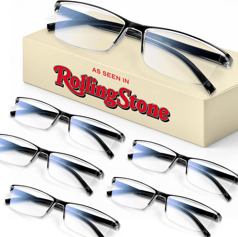 6 pack Executive Style Reading Glasses Men   Durable Readers with 99% Blue Light Blocking   Comfortable Fit with TR90 Frames