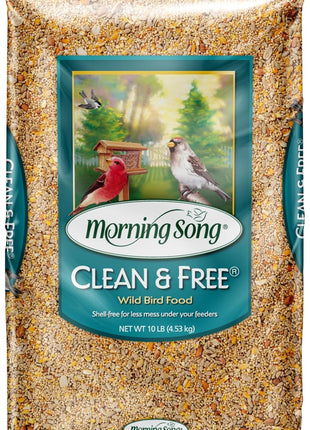 Morning Song Clean & Free Shell Free Wild Bird Food, Premium No Mess Bird Seed for Outside Feeders, 10-Pound Bag