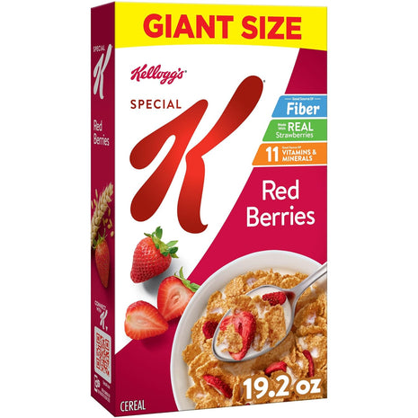 Kellogg's Special K Breakfast Cereal, Family Breakfast, Fiber Cereal, Giant Size, Red Berries, 19.2oz Box (1 Box)