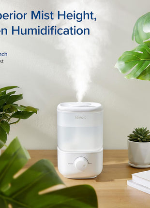 Levoit Top Fill Humidifiers for Bedroom, 2.5L Tank for Large Room, 28dB | Easy to Fill & Clean, Quiet Cool Mist Air Humidifier for Home Baby Nursery & Plants, Auto Shut-off for Safety, 25H Lasting