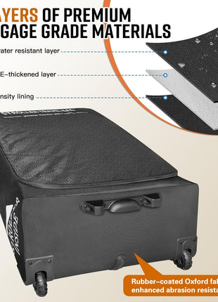 RAYMACE Padded Stroller Travel Bag for Airplane with Wheels Fits to UPPAbaby Vista V2 V3, Cruz V2 V3,Travel Safe Protection Storage Bag, Patterned Design, Black