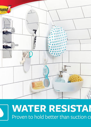 Command Bathroom Wall Hook with Water-Resistant Adhesive Strips, Bathroom Organizer for Hanging Bath Towels and Loofahs, 1 Shower Hook with 2 Command Strips