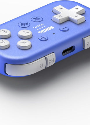 Nargos 8BitDo Micro Bluetooth Key Chain Sized Mini Controller for Nitendo Switch, Windows, Android and macOS (Micro- Blue)