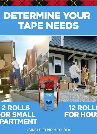Scotch Heavy Duty Shipping Packing Tape, Clear, Shipping and Packaging Supplies, 1.88 in. x 27.7 yd., 1 Tape Roll with Dispenser