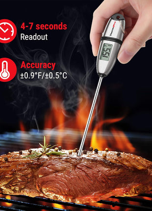 TempPro TempSwift 1 Sec Digital Food Thermometer for Kitchen Cooking | Meat Thermometer Digital, 5.3 inches Super Long Probe, Bread Baking Sourdough Liquids Candy Making Accessories Gift