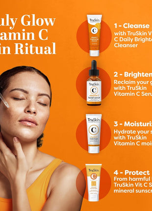 TruSkin Brightening Vitamin C Serum for Face with Hyaluronic Acid, 1 fl oz | Anti aging face serum with Vitamin E to improve the look of dark spots, fine lines, skin tone & support radiant-looking skin