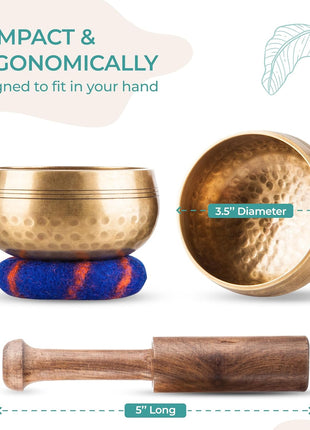 Handcrafted Tibetan Singing Bowl Set – 3.5" Sound Bowl for Meditation, Sound Healing & Yoga – Healing Instrument with Wooden Striker & Cushion – Authentic Hand-Hammered in Nepal