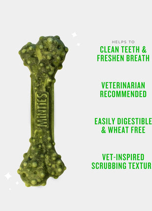 Minties Dental Chews for Dogs, 40 Count, Vet-Recommended Mint-Flavored Treats for Tiny/Small Dogs 5-24 lbs, Dental Bones Clean Teeth, Fight Bad Breath, and Removes Plaque and Tartar
